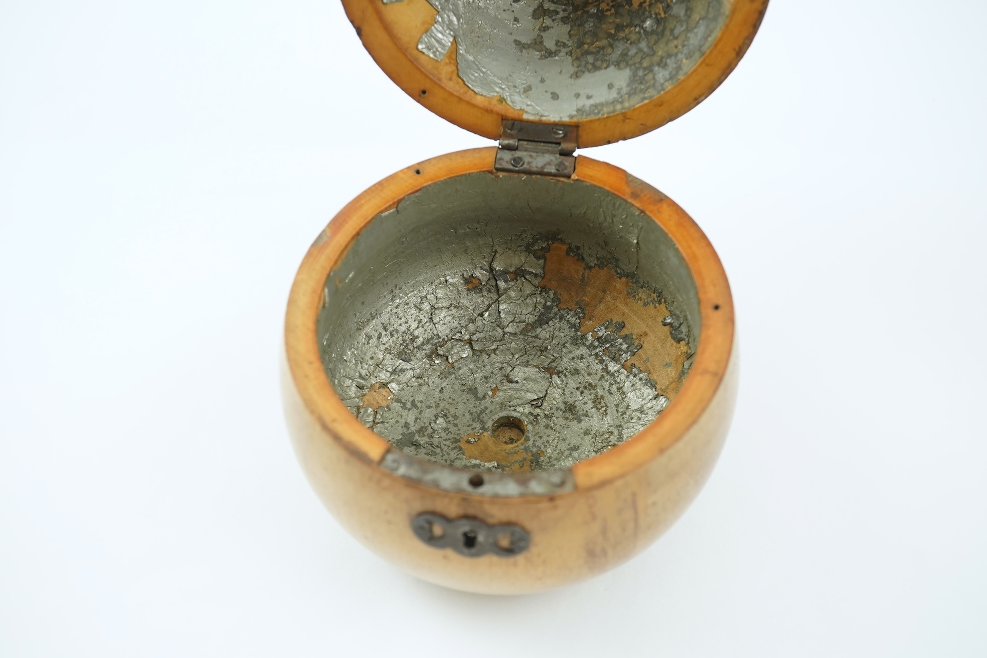 A Continental pear shaped fruitwood tea caddy, c.1800